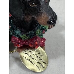 Duchshund Delivery Sworvoski Crystals Dog Figurines Hung Christmas Ornament 2